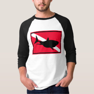 {TBA} Great white shark diving sign men's t-shirt