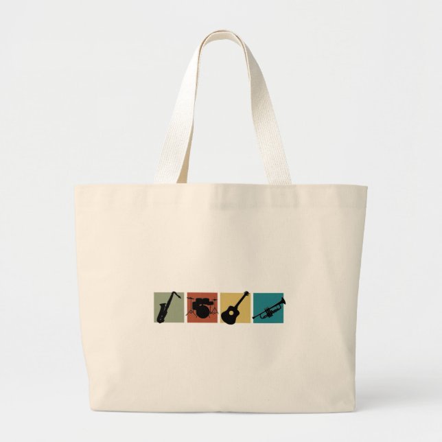 TBA  Musical Instrument collage Large Tote Bag (Front)