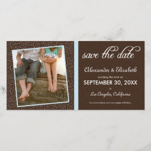 {TBA} Swirly-Q Brown/Baby Blue Save the Date