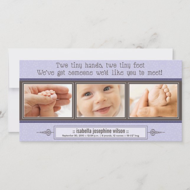 {TBA} Tiny Hands, Tiny Feet Birth Announcement (Front)