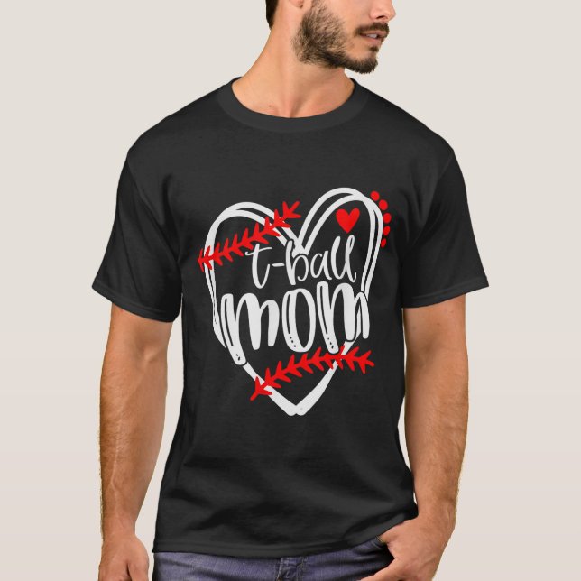 Tball MOM T ball Girls T-ball Heart T-Shirt (Front)