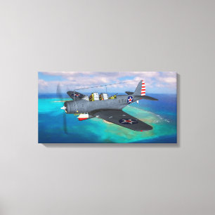 TBD-1 Devastator over Midway Island Canvas Print
