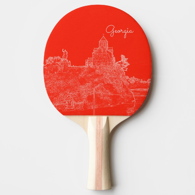 Tbilisi Georgia Cityscape Architecture Sketch Ping Pong Paddle (Front)