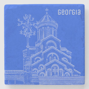 Tbilisi Georgia Cityscape Architecture Sketch Stone Coaster