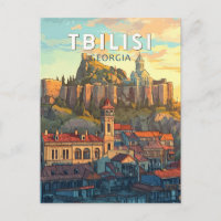 Tbilisi Georgia Illustration Travel Art Vintage