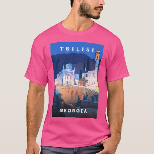 Tbilisi Georgia - Retro Travel Minimalist Poster T-Shirt (Front)