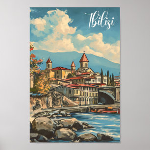 Tbilisi Georgia Vintage Art Travel Illustration Poster