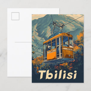 Tbilisi Georgia Vintage Retro Travel Illustration Postcard