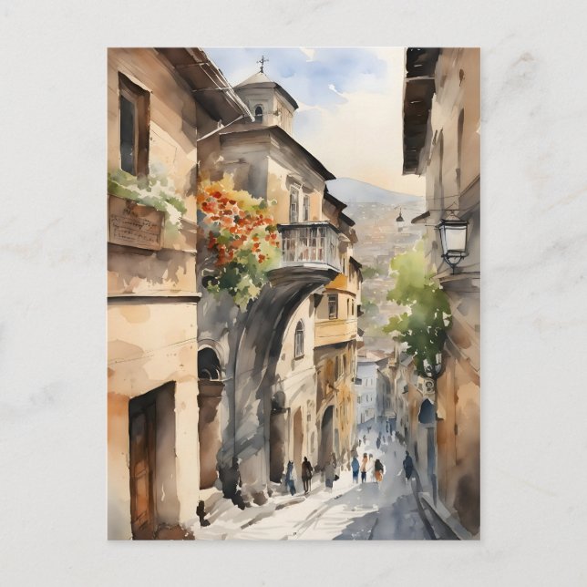 Tbilisi watercolor art postcard (Front)