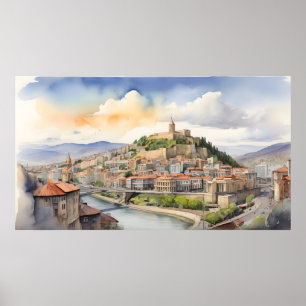 Tbilisi watercolor art poster