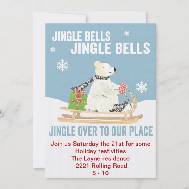 TBO- Jingle Bells Polar bear party invite (Front)