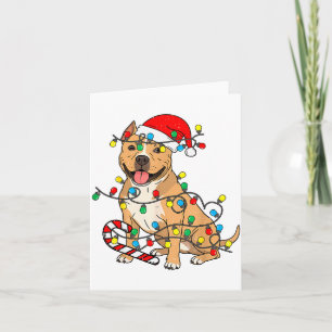 Tbull Dog Christmas Lights Santa Xmas Pet Dog Love Card