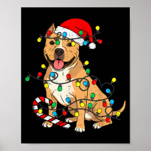Tbull Dog Christmas Lights Santa Xmas Pet Dog Love Poster
