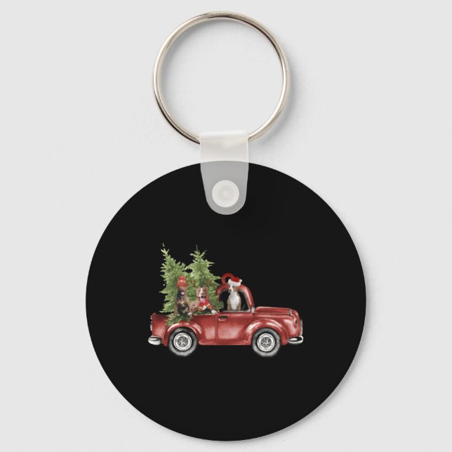 Tbull On Car Christmas Ornament Funny Xmas  Key Ring (Front)