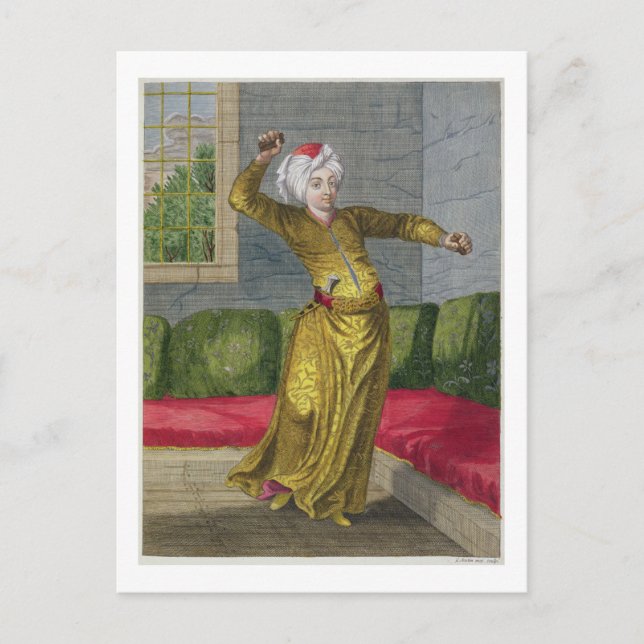 Tchingui, Turkish Dancer, 18th century (engraving) Postcard (Front)