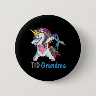Td1 Grandma Dabbing Unicorn Type 1 Diabetes Awaren 6 Cm Round Badge