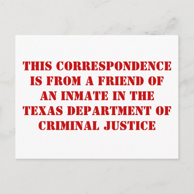 TDCJ friend Postcard (Front)