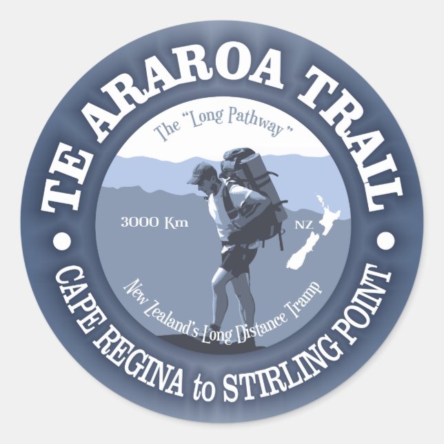 Te Araroa Trail Classic Round Sticker (Front)