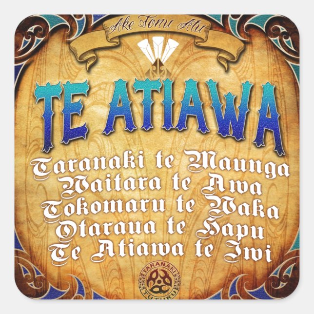 Te Atiawa Pepeha Square Sticker (Front)