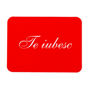 Te iubesc in red and white card magnet