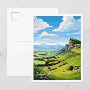 Te Mata Peak New Zealand Travel illustration Postcard