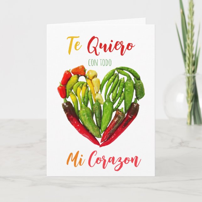 Te Quiero Chilli Peppers Heart Valentine's Postcar Card (Front)