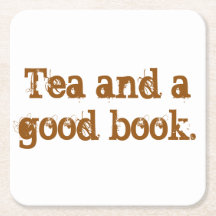 'Tea and a good book' coaster - set of 6