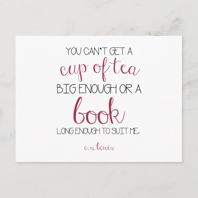 Tea and Books Quote Postcard (Front)