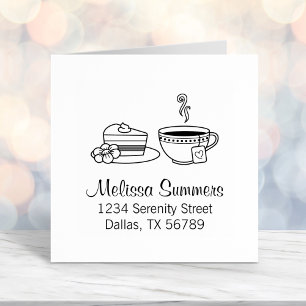 Tea and Cake Address Self-inking Stamp