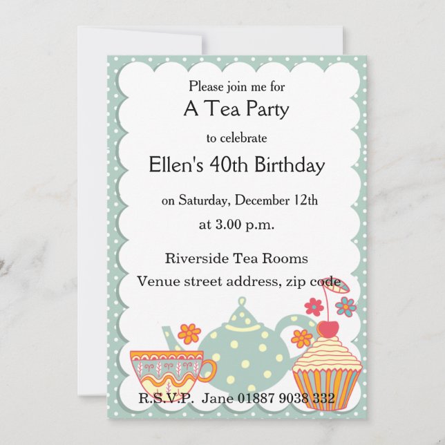 Tea and Cakes Party Invitation (Front)