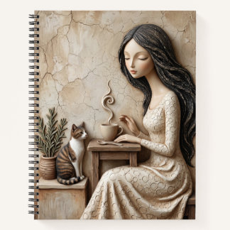 Tea and Cat Greeting Card Quiet Studio Notebook