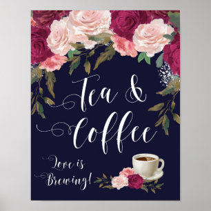 tea and coffee sign wedding poster navy