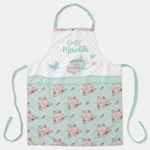 Tea and Cupcake Time Personalised Green & Pink  Ap Apron