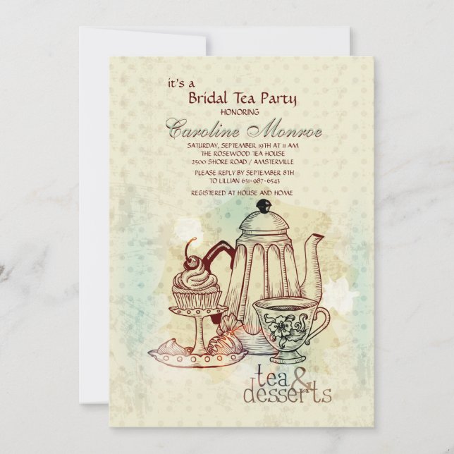 Tea and Desserts Bridal Shower Invitation (Front)