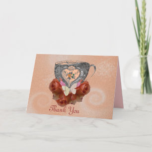 Tea and Roses Peach Thank You Card