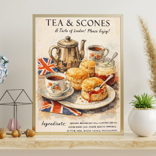 Tea and Scones Poster English Tea Time Art