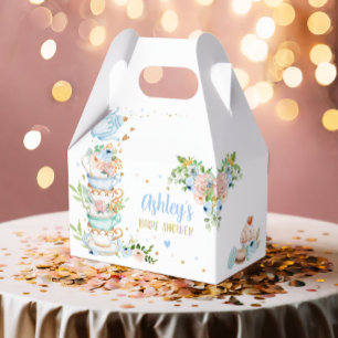 Tea Baby Shower Blue Flower Girl Baby is Brewing Favour Box