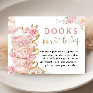 Tea Baby Shower Girl Pink Books For Baby Enclosure Card