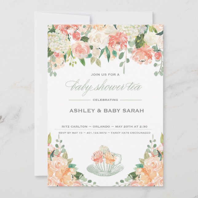 Tea Baby Shower Invitation (Front)