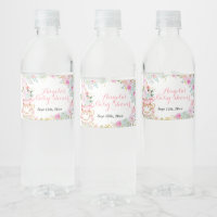Tea Baby Shower Pastel Floral Water Bottle Label