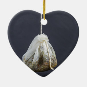 Tea bag is hung in a cup ceramic tree decoration