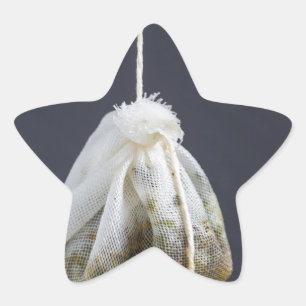 Tea bag is hung in a cup star sticker