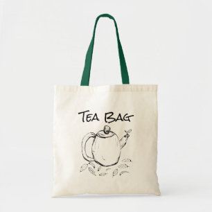 Tea Bag teapot with tea leaves (black print)