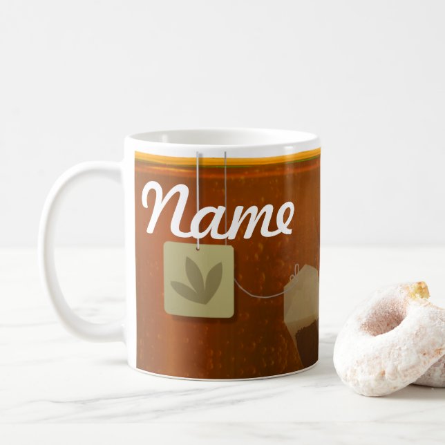 Tea Bags Personalised Coffee Mug, Cup (With Donut)