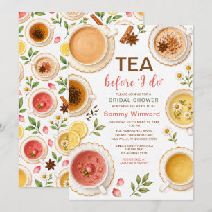 Tea Before I Do Watercolor Bridal Shower Invitation