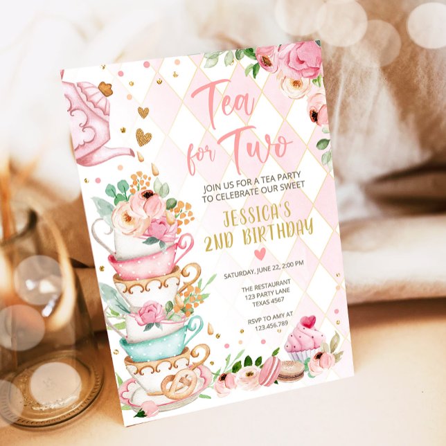 Tea Birthday Invitation Girl Party Par-tea Floral (Creator Uploaded)