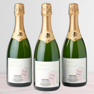 Tea & Books Bridal Shower Sparkling Wine Label