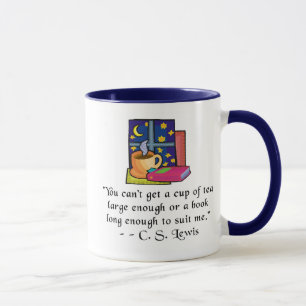 Tea & Books w Quote Ringer Mug, 6 colours, 2 sizes Mug