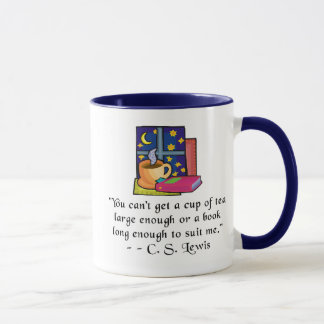 Tea & Books w Quote Ringer Mug, 6 colours, 2 sizes Mug