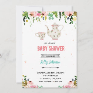 Tea brewing shower birthday invitation